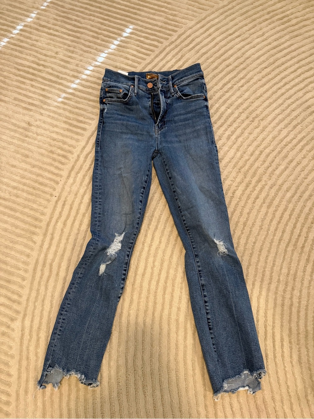 Mother The Insider Crop Step Fray Distressed Jeans Size 24